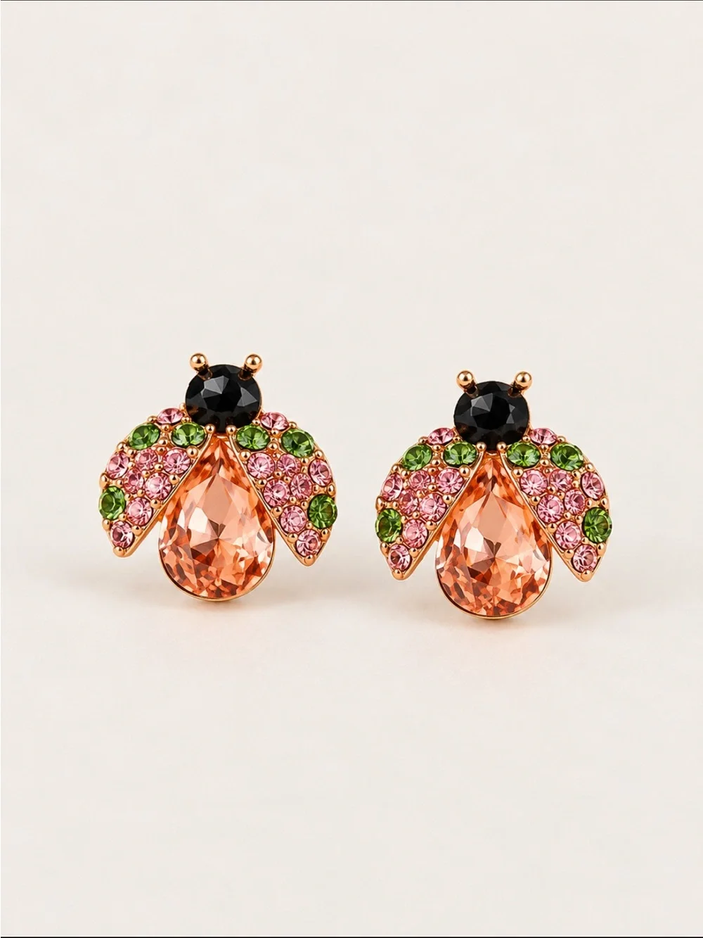 New! Bee Rhinestone Colorful Post Earrings NWOT